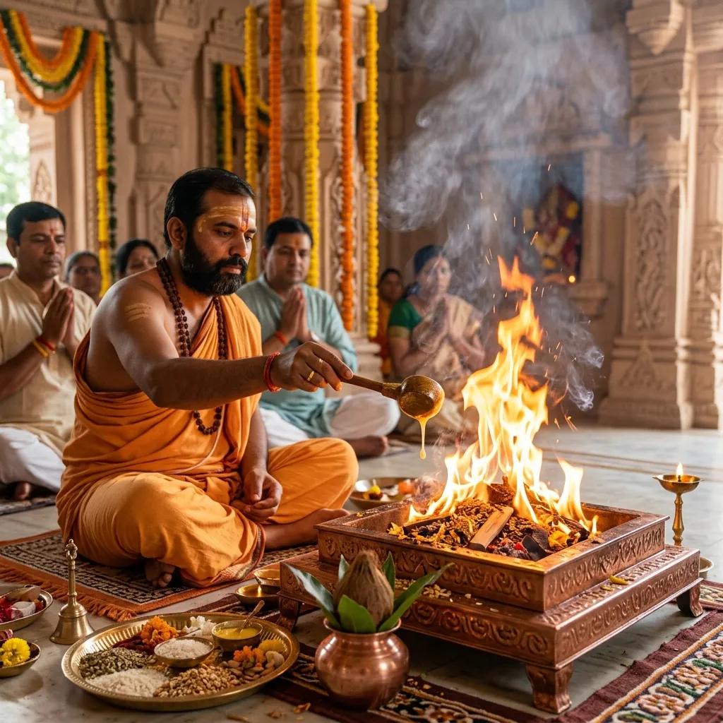 Holy Vedic fire ritual — Havan yagya
